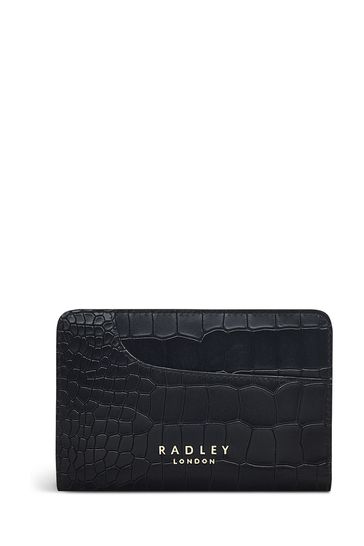 Radley London Medium Black Pockets 2.0 Faux Croc Effect Bifold Purse