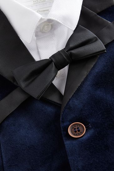 Navy Blue Velvet Waistcoat Set 3mths 7yrs