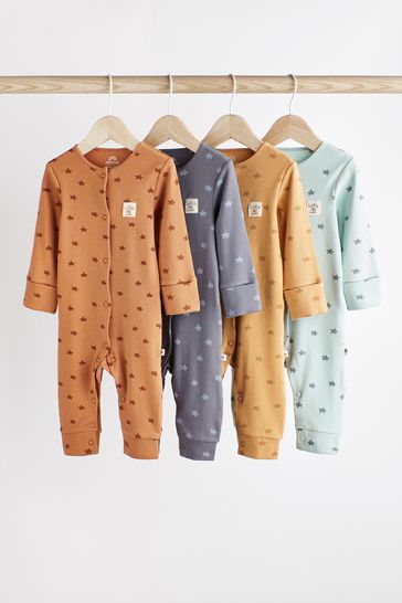 Neutral Baby Star Sleepsuits 4 Pack (0mths-3yrs)