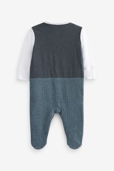 Buy Navy Blue Smart Baby Waistcoat Sleepsuit 0mths 2yrs from