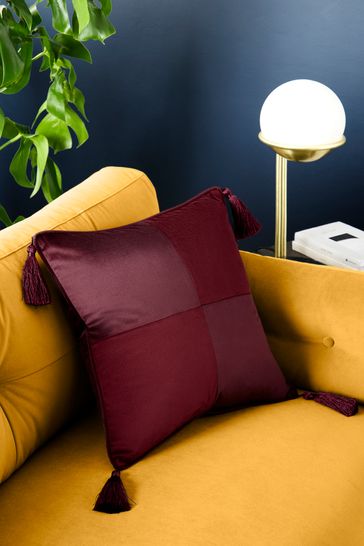 Buy Swoon Burgundy Red Harlequin Feather Filled Velvet Cushion