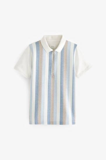 Blue and white striped deals polo