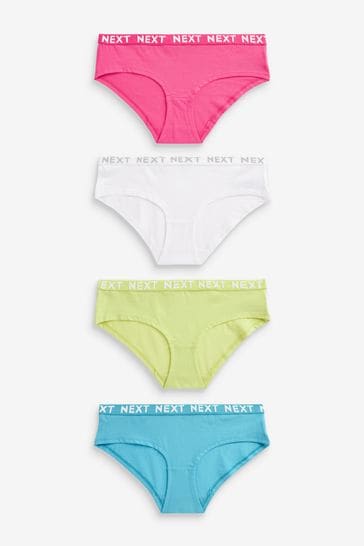 Bright Colours Short Cotton Rich Logo Knickers 4 Pack
