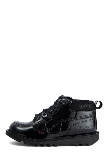 Kickers Junior Kick Hi Bloom Patent Leather Black Boots