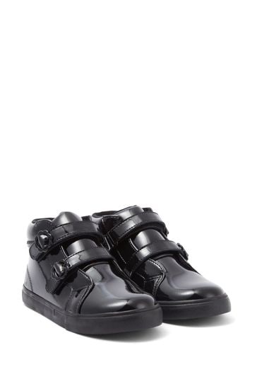 Kickers Infant Tovni Hi Velcro Bloom Patent Leather Black Trainers