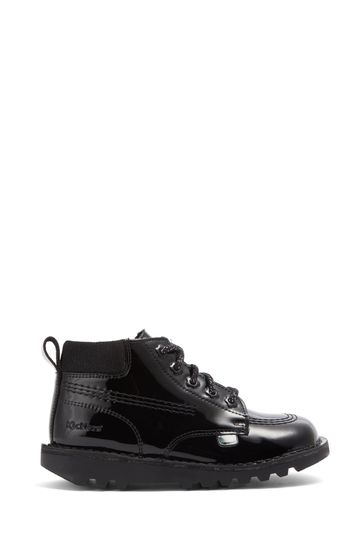 Buy Kickers Infant Kick Hi Bloom Panent Leather Black Boots from