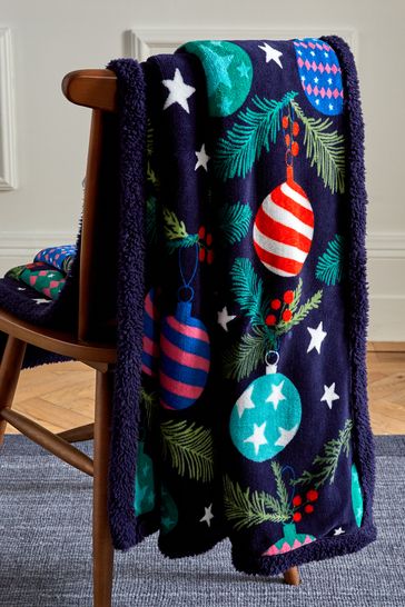 Buy Navy Blue Christmas Bright Bauble Fleece Throw from Next Denmark