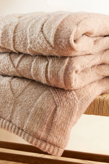 Natural Cosy Cable Sherpa Throw