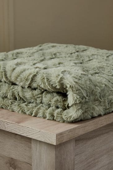 Green fur throw clearance