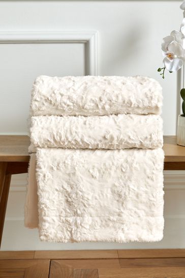 Buy Mila Cosy Textured Faux Fur Throw from the Laura Ashley online shop