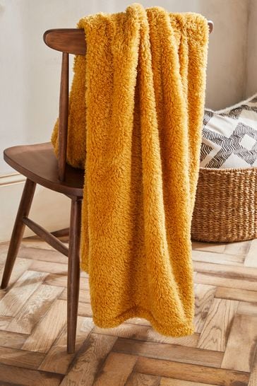 Ochre fleece blanket on sale