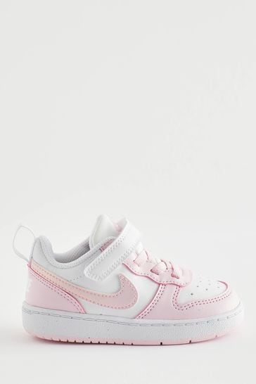 Nike White/Pink Infant Court Borough Bajo Recraft Trainers