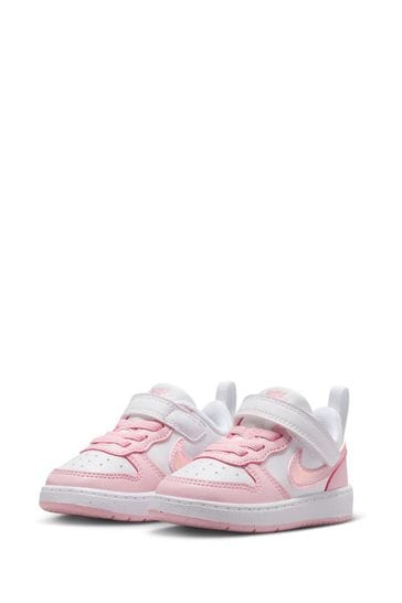 Buy Nike White Pink Court Borough Low Recraft Infant Trainers from