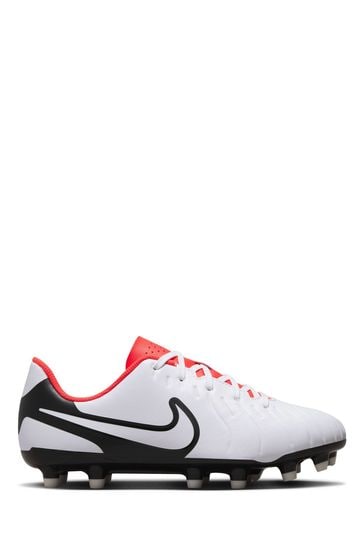 Nike White Jr. Legend 10 Club Firm Ground Football Boots