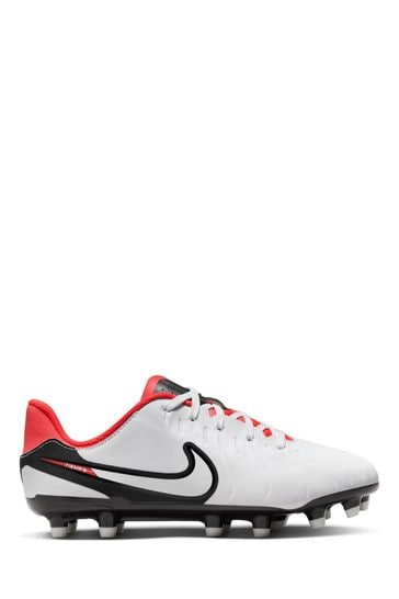 Nike White Jr. Legend 10 Academy Firm Ground Football Boots