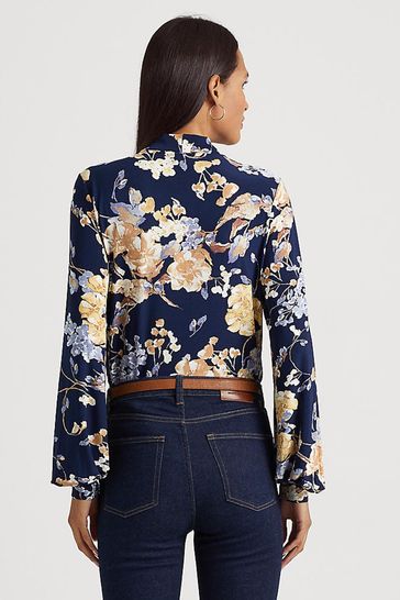 Ralph lauren denim tie deals neck blouse