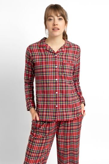 JoJo Maman Bébé Conjunto de pijamas de tartán rojo para mujer