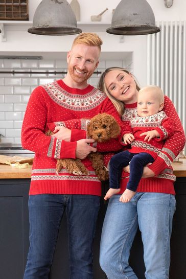 Buy JoJo Maman B b Red Men s Reindeer Fair Isle Jumper from Next
