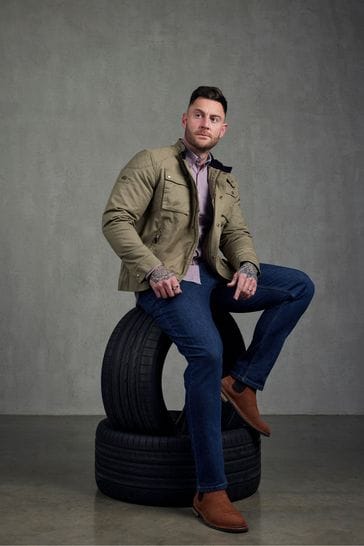Raging Bull Green Biker Field Jacket