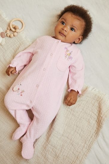 Pale Pink Velour Sleepsuit (0mths-3yrs)