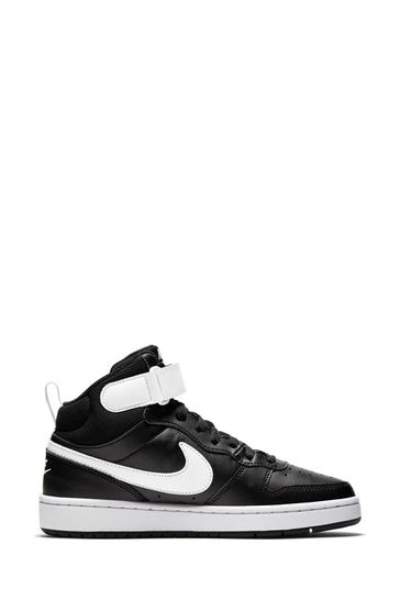 Nike Black/White Youth Court Borough Mid Trainers