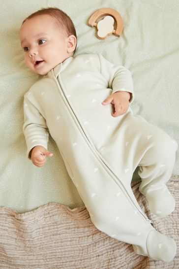 Buy Grey Fleece Lined Baby Sleepsuit from Next Denmark