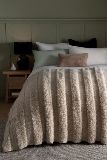 Buy Natural Knitted Stripe Throw from Next USA