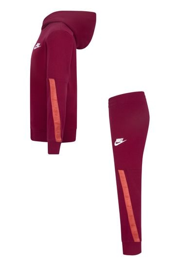 Nike tape tracksuit burgundy deals