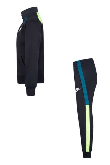 Nike Black Lime Little Kids Tape Tricot Tracksuit
