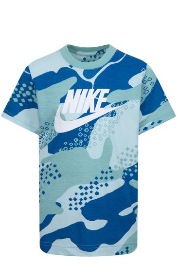 Buy Nike Blue Little Kids Club Camo T Shirt from Next Netherlands