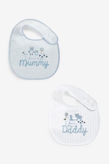 Blue Mummy/Daddy Baby Bibs 2 Pack