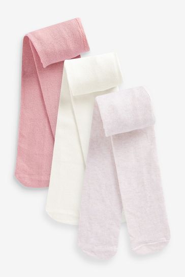 Pink/Neutral Baby Plain Tights 3 Packs (0mths-2yrs)