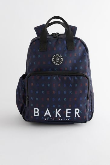 Baker by Ted Baker Boys Back to School Navy Lettering Backpack with Pencil Case