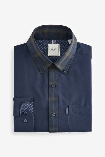 Navy blue button down collar shirt store