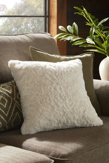 Ivory Mila Textured Faux Fur 50 x 50cm Cushion