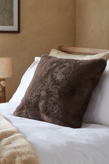Brown Soft To Touch Plush 50 x 50 Faux Fur Cushion