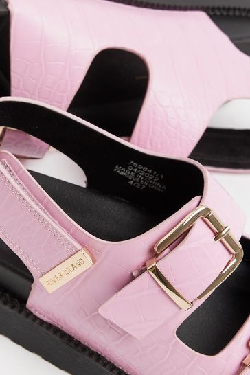 Buy River Island Pink Double Buckle Sling Back Sandals from Next