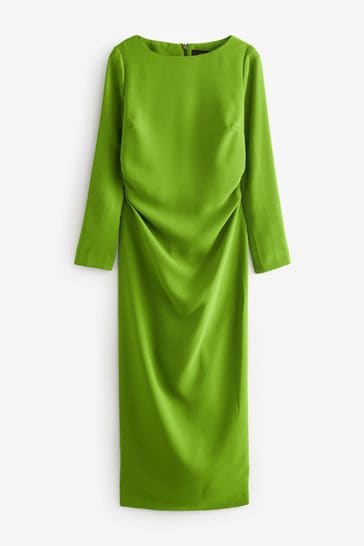 Buy Green Column Gathered Midi Dress from Next Luxembourg