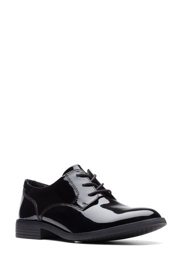 Clarks black patent leather shoes sales