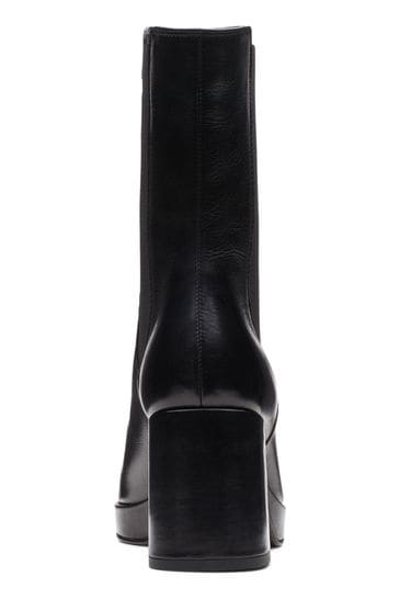 Clarks Black Leather Pique Up Boots
