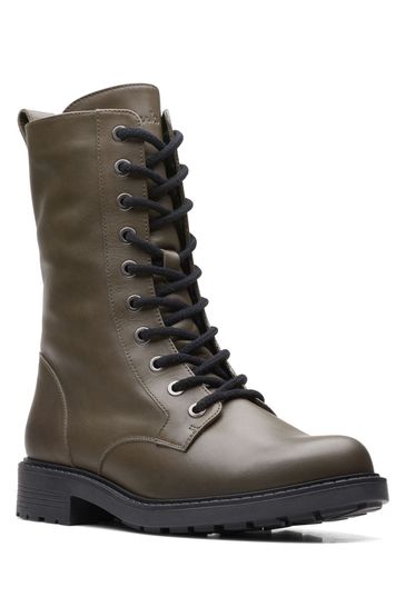 Buy Clarks Green Wide Fit Leather Orinoco2 Style Boots from Next