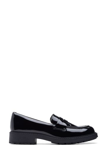 Clarks Fekete patent bő szabás (G) Orinoco Penny Loafer Cipők