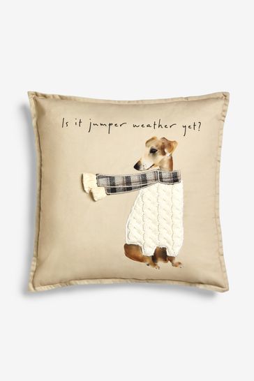 Natural Autumn Whippet Cushion