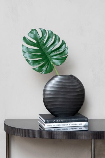 Libra Black Ripples Graphite Aluminium Elliptical Small Vase