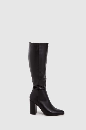 Schuh Black Delta Block Heel Knee Boots