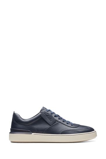 Clarks Blue Clarks Leather CourtLite Mode Trainers