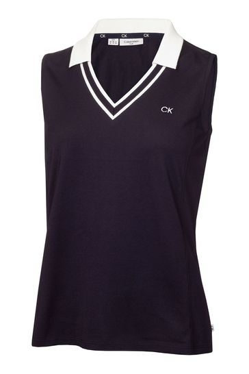 Black 2025 sleeveless polo