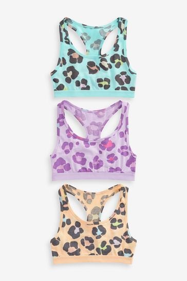Bright Animal Print Racer Back Crop Tops 3 Pack (5-16yrs)