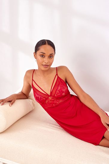 Red lace slip sale