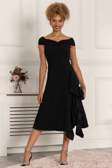Jolie Moi Black Desiree Frill Fit & Flare Dress